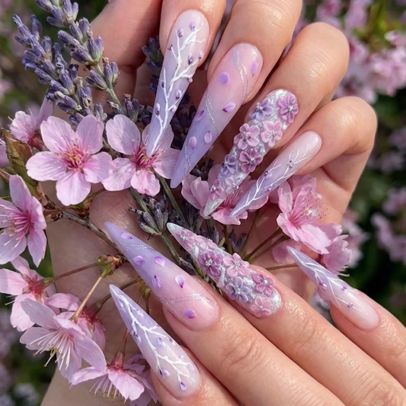 floral press on, press on nails, custom press on nails, fake nails, Nails Art, stained glass nails, gold press on nails, 3d press on nails, luxury press on nails, handmade press on nails
