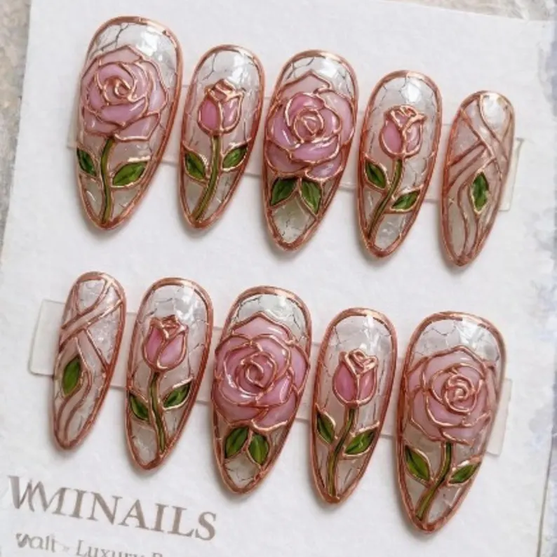 press on nails, 3D metallic, custom press on nails, fake nails, Nails Art, stained glass nails, gold press on nails, 3d press on nails, luxury press on nails, handmade press on nails