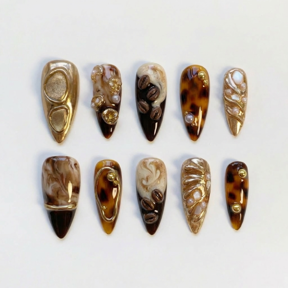 press on nails, luxury tortoiseshell, custom press on nails, fake nails, Nails Art, stained glass nails, gold press on nails, 3d press on nails, luxury press on nails, handmade press on nails