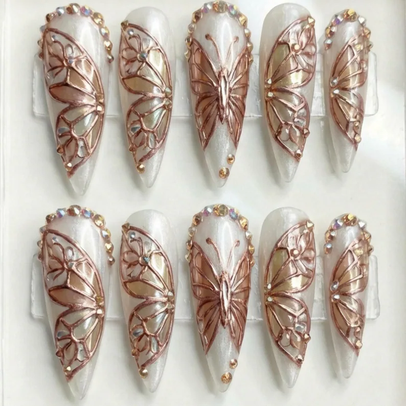 Stained Glass, Press On Nails, press on nails, custom press on nails, fake nails, Nails Art, stained glass nails, gold press on nails, 3d press on nails, luxury press on nails, handmade press on nails