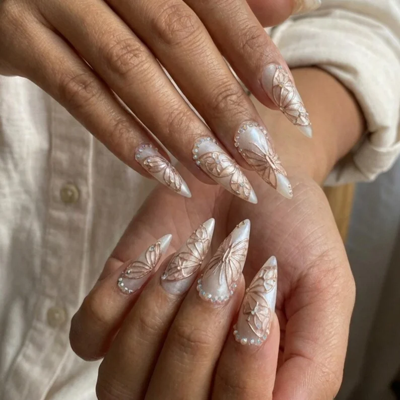 Stained Glass, Press On Nails, press on nails, custom press on nails, fake nails, Nails Art, stained glass nails, gold press on nails, 3d press on nails, luxury press on nails, handmade press on nails
