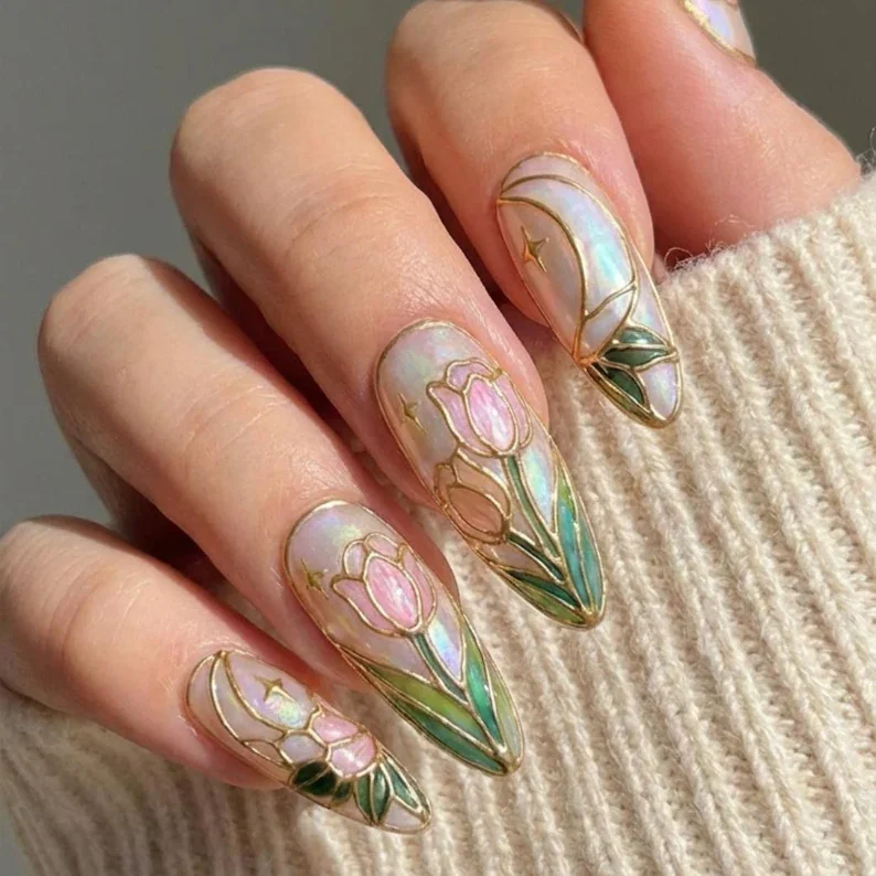 bridal nail design, wedding nail art, press on nails, custom press on nails, fake nails, Nails Art, stained glass nails, gold press on nails, 3d press on nails, luxury press on nails, handmade press on nails