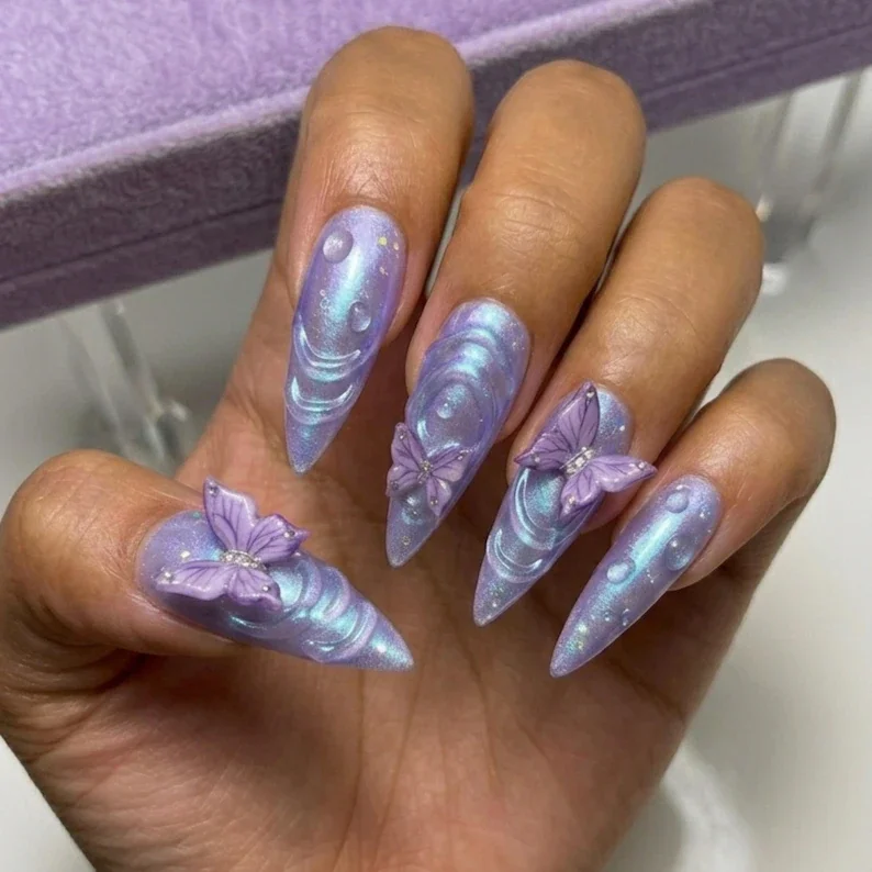 3D liquid metal, liquid metal swirls, press on nails, custom press on nails, fake nails, Nails Art, stained glass nails, gold press on nails, 3d press on nails, luxury press on nails, handmade press on nails