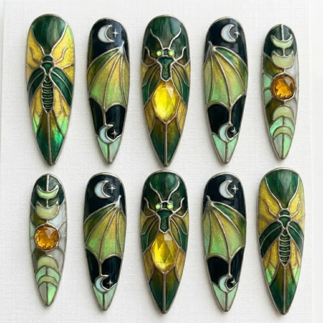 press on nails, custom press on nails, fake nails, Nails Art, stained glass nails, gold press on nails, 3d press on nails, luxury press on nails, handmade press on nails