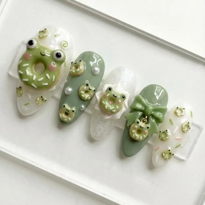 press on nails, kawaii 3d, custom press on nails, fake nails, Nails Art, stained glass nails, gold press on nails, 3d press on nails, luxury press on nails, handmade press on nails
