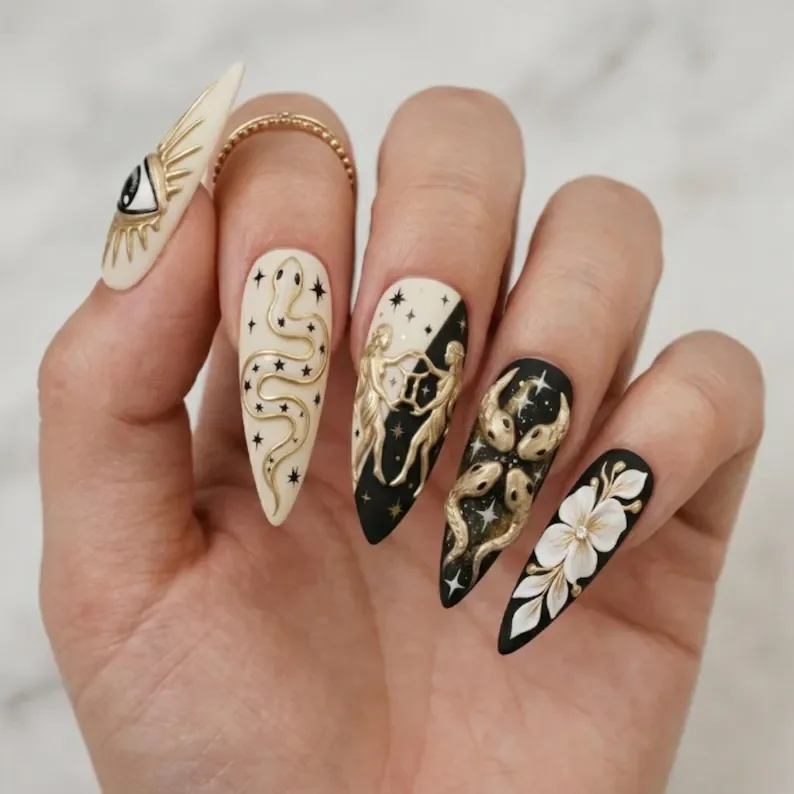 press on nails, custom press on nails, fake nails, Nails Art, stained glass nails, gold press on nails, 3d press on nails, luxury press on nails, handmade press on nails