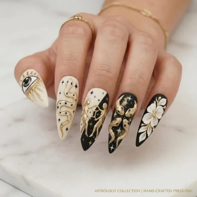 press on nails, custom press on nails, fake nails, Nails Art, stained glass nails, gold press on nails, 3d press on nails, luxury press on nails, handmade press on nails