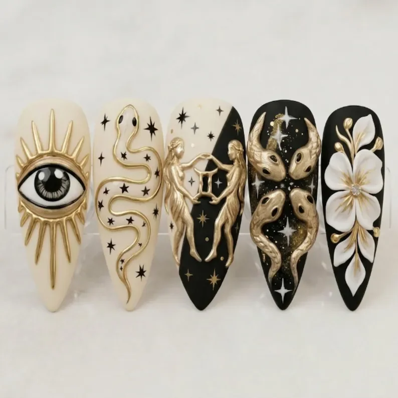 press on nails, custom press on nails, fake nails, Nails Art, stained glass nails, gold press on nails, 3d press on nails, luxury press on nails, handmade press on nails