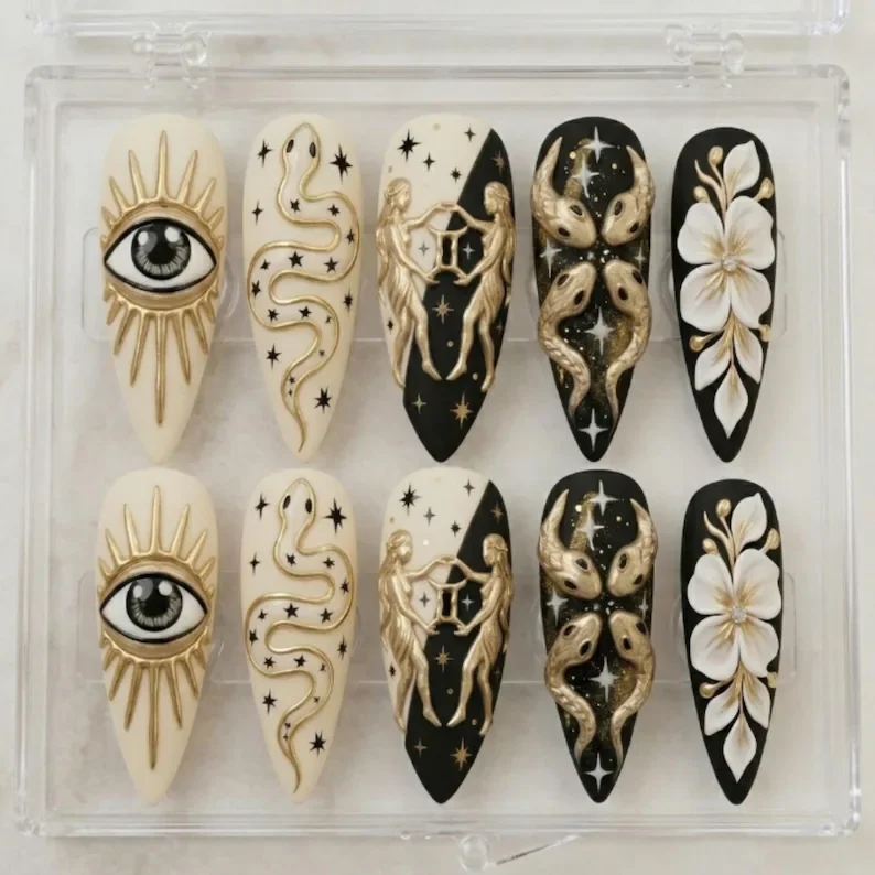 press on nails, custom press on nails, fake nails, Nails Art, stained glass nails, gold press on nails, 3d press on nails, luxury press on nails, handmade press on nails
