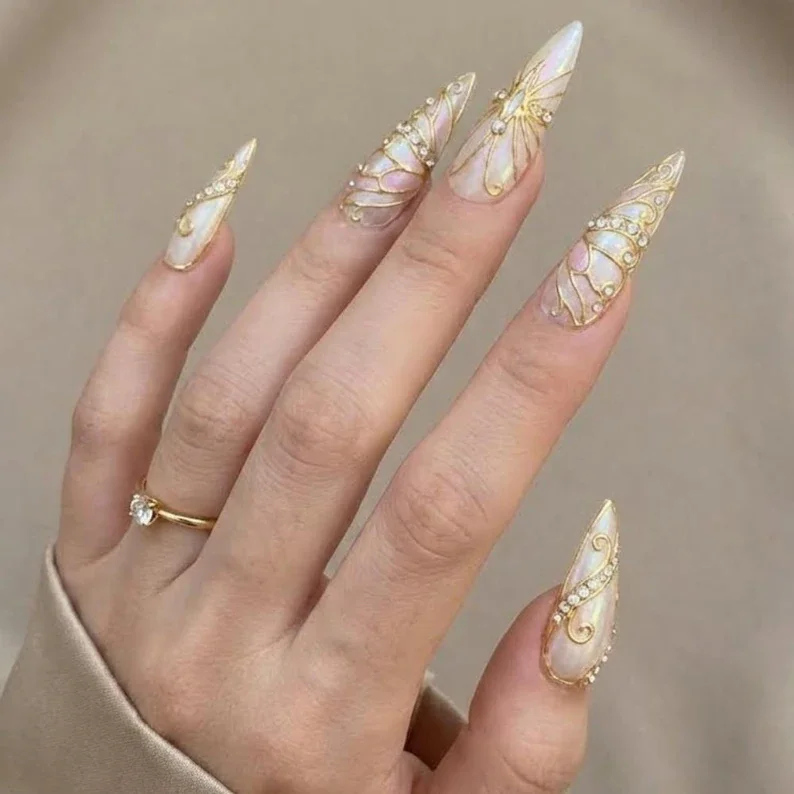 stained glass nails, rhinestone nail art, press on nails, custom press on nails, fake nails, Nails Art, gold press on nails, 3d press on nails, luxury press on nails, handmade press on nails