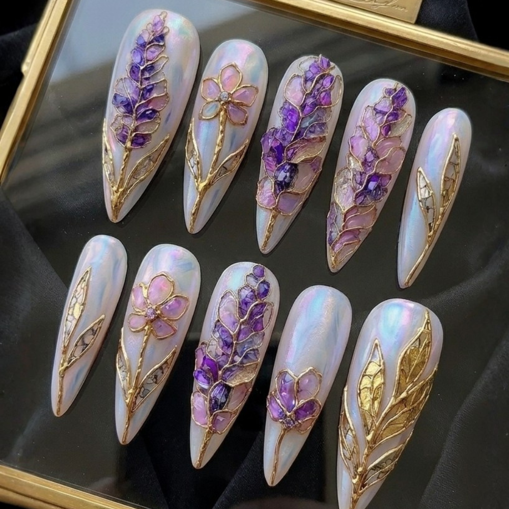 press on nails, custom press on nails, fake nails, Nails Art, stained glass nails, gold press on nails, 3d press on nails, luxury press on nails, handmade press on nails