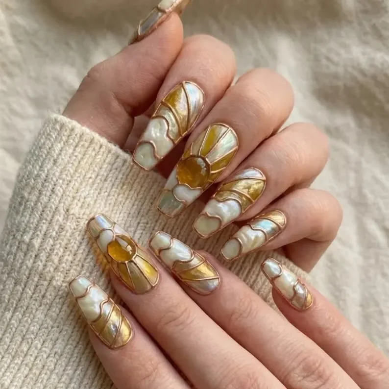 press on nails, 3D luxury nails, custom press on nails, fake nails, Nails Art, stained glass nails, gold press on nails, 3d press on nails, luxury press on nails, handmade press on nails