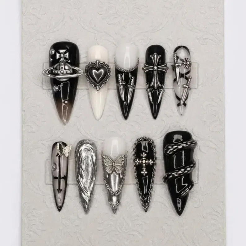 press on nails, 3D nail charms, custom press on nails, fake nails, Nails Art, stained glass nails, gold press on nails, 3d press on nails, luxury press on nails, handmade press on nails
