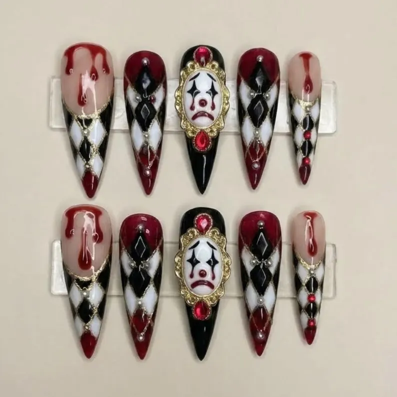 black drip nails, blood drip nail art, press on nails, custom press on nails, fake nails, Nails Art, stained glass nails, gold press on nails, 3d press on nails, luxury press on nails, handmade press on nails