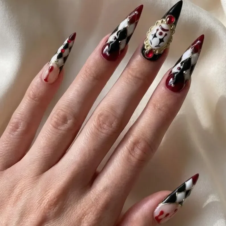 black drip nails, blood drip nail art, press on nails, custom press on nails, fake nails, Nails Art, stained glass nails, gold press on nails, 3d press on nails, luxury press on nails, handmade press on nails