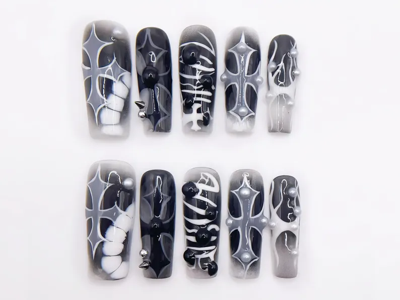 press on nails, custom press on nails, fake nails, Nails Art, stained glass nails, gold press on nails, 3d press on nails, luxury press on nails, handmade press on nails
