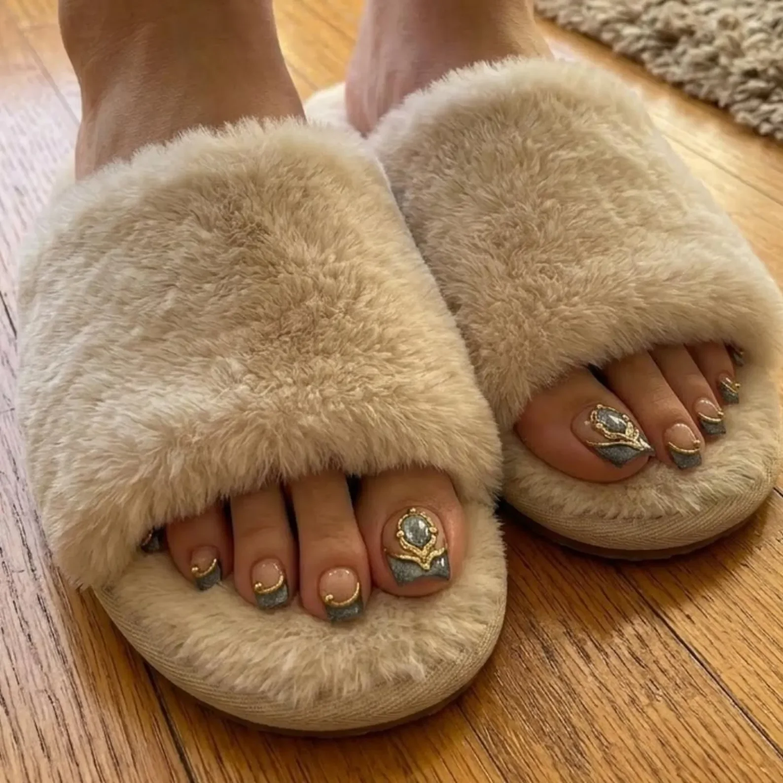 french tip pedicure, toe nail set, press on nails, custom press on nails, fake nails, Nails Art, stained glass nails, gold press on nails, 3d press on nails, luxury press on nails, handmade press on nails