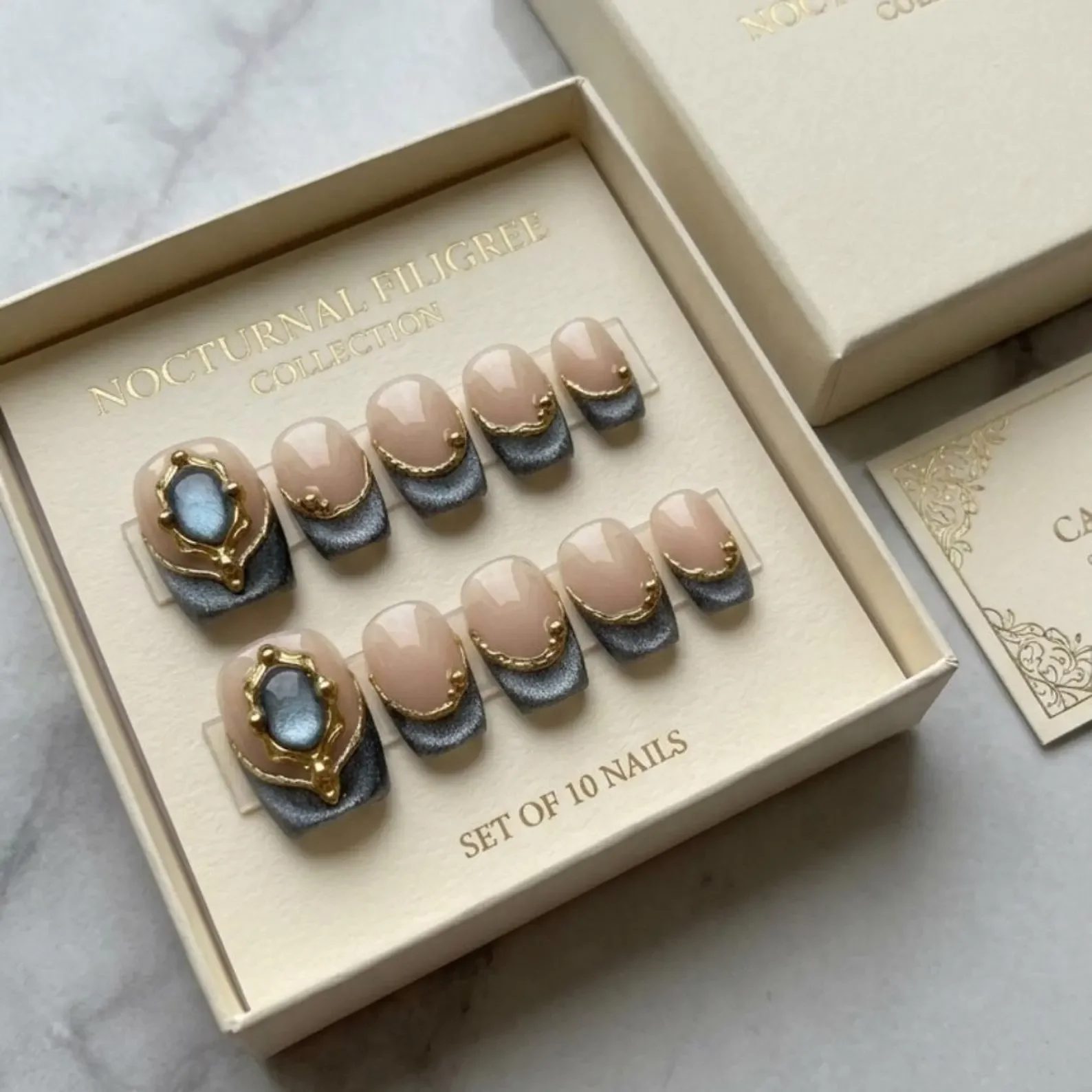 magnetic nail, gold baroque, press on nails, custom press on nails, fake nails, Nails Art, stained glass nails, gold press on nails, 3d press on nails, luxury press on nails, handmade press on nails