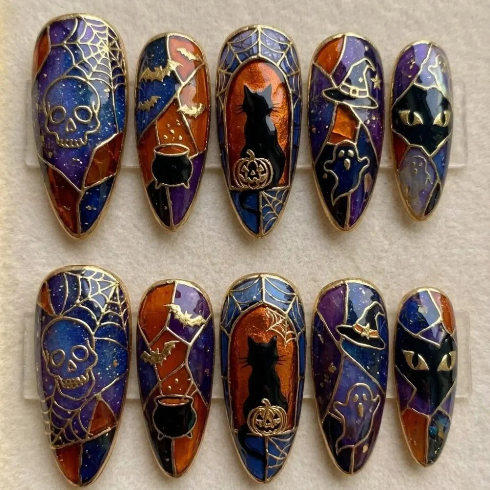 press on nails, custom press on nails, fake nails, Nails Art, stained glass nails, gold press on nails, 3d press on nails, luxury press on nails, handmade press on nails