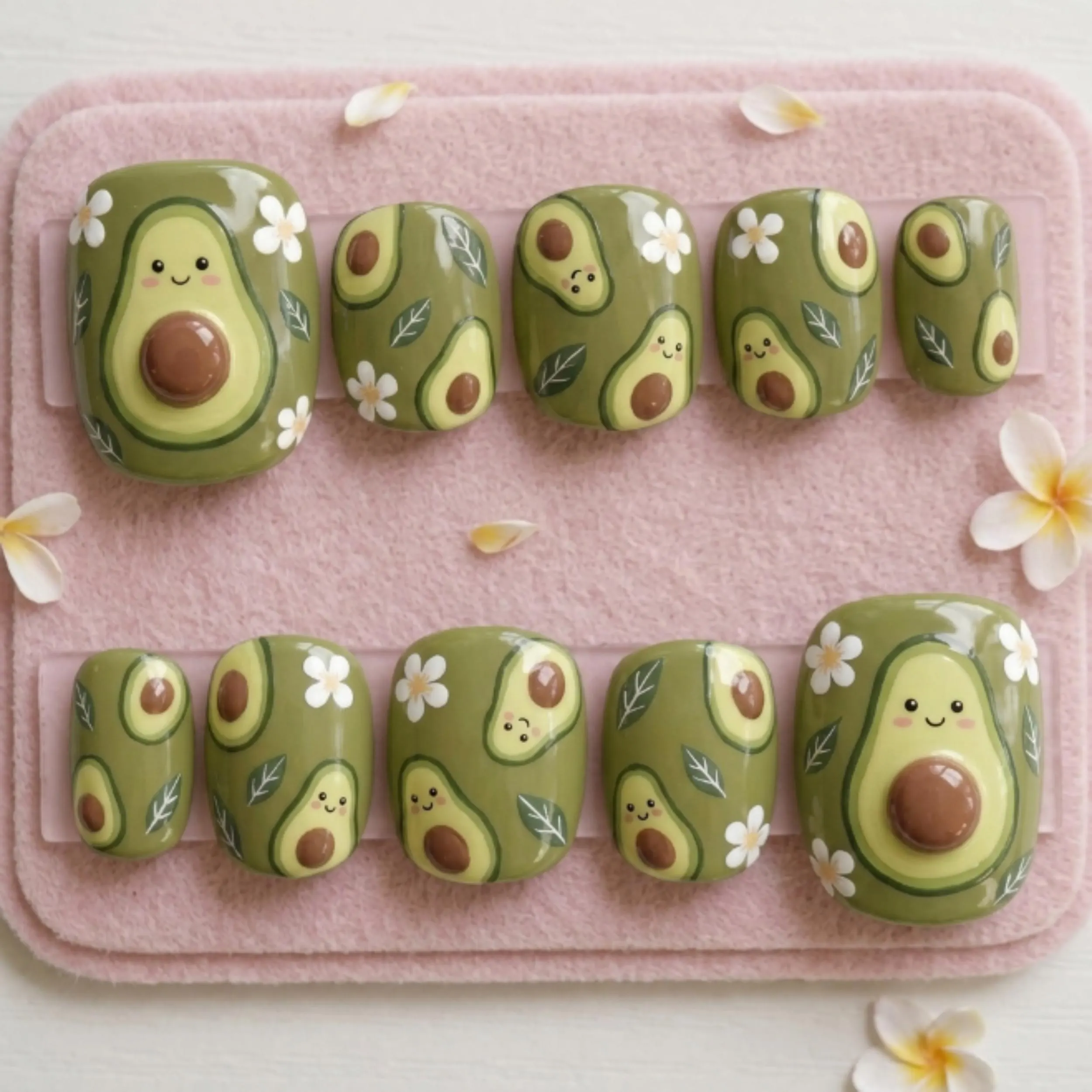 kawaii pedicure, green floral, press on nails, custom press on nails, fake nails, Nails Art, stained glass nails, gold press on nails, 3d press on nails, luxury press on nails, handmade press on nails