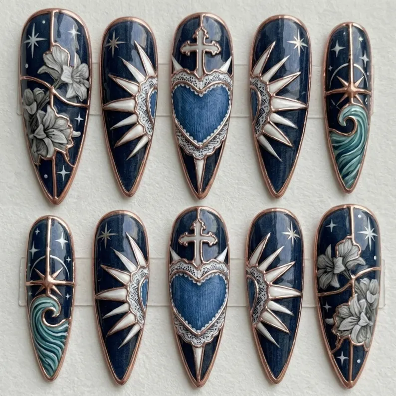 press on nails, custom press on nails, fake nails, Nails Art, stained glass nails, gold press on nails, 3d press on nails, luxury press on nails, handmade press on nails
