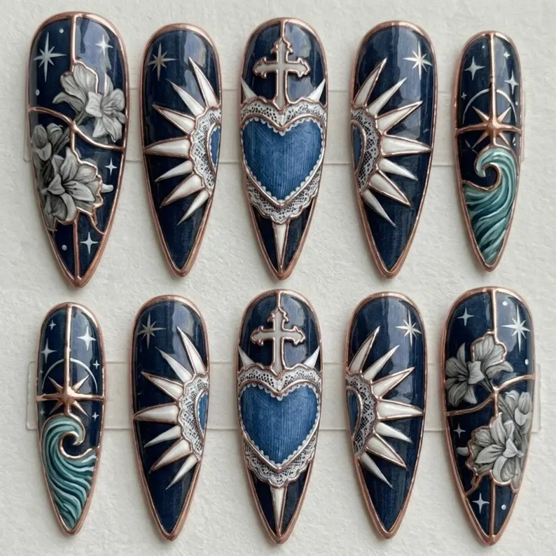 press on nails, custom press on nails, fake nails, Nails Art, stained glass nails, gold press on nails, 3d press on nails, luxury press on nails, handmade press on nails