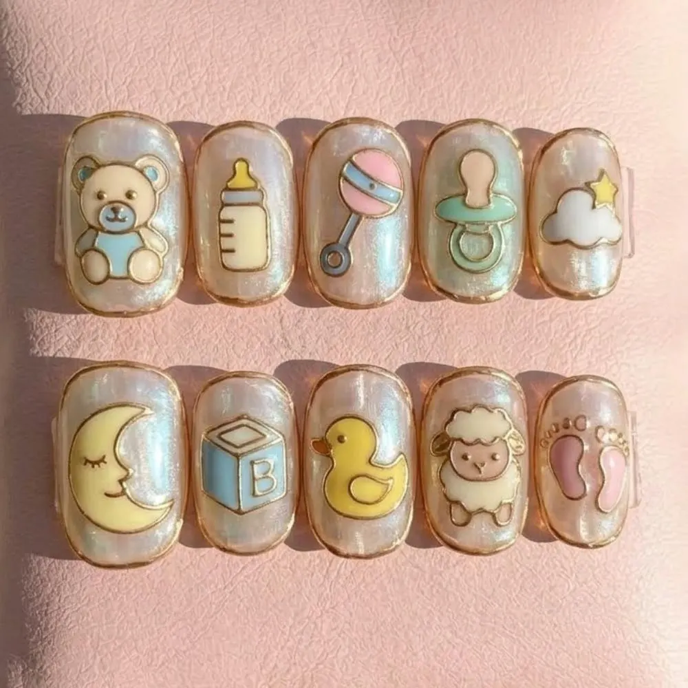 hand-painted press on nails, baby shower nails, press on nails, custom press on nails, fake nails, Nails Art, stained glass nails, gold press on nails, 3d press on nails, luxury press on nails, handmade press on nails