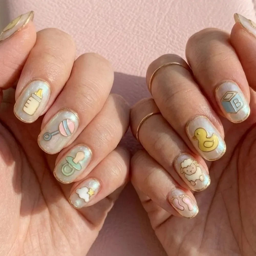 duck nail art, sheep nail art, press on nails, custom press on nails, fake nails, Nails Art, stained glass nails, gold press on nails, 3d press on nails, luxury press on nails, handmade press on nails
