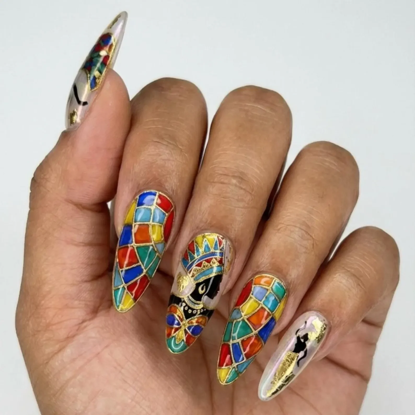 press on nails, afrocentric nails, custom press on nails, fake nails, Nails Art, stained glass nails, gold press on nails, 3d press on nails, luxury press on nails, handmade press on nails