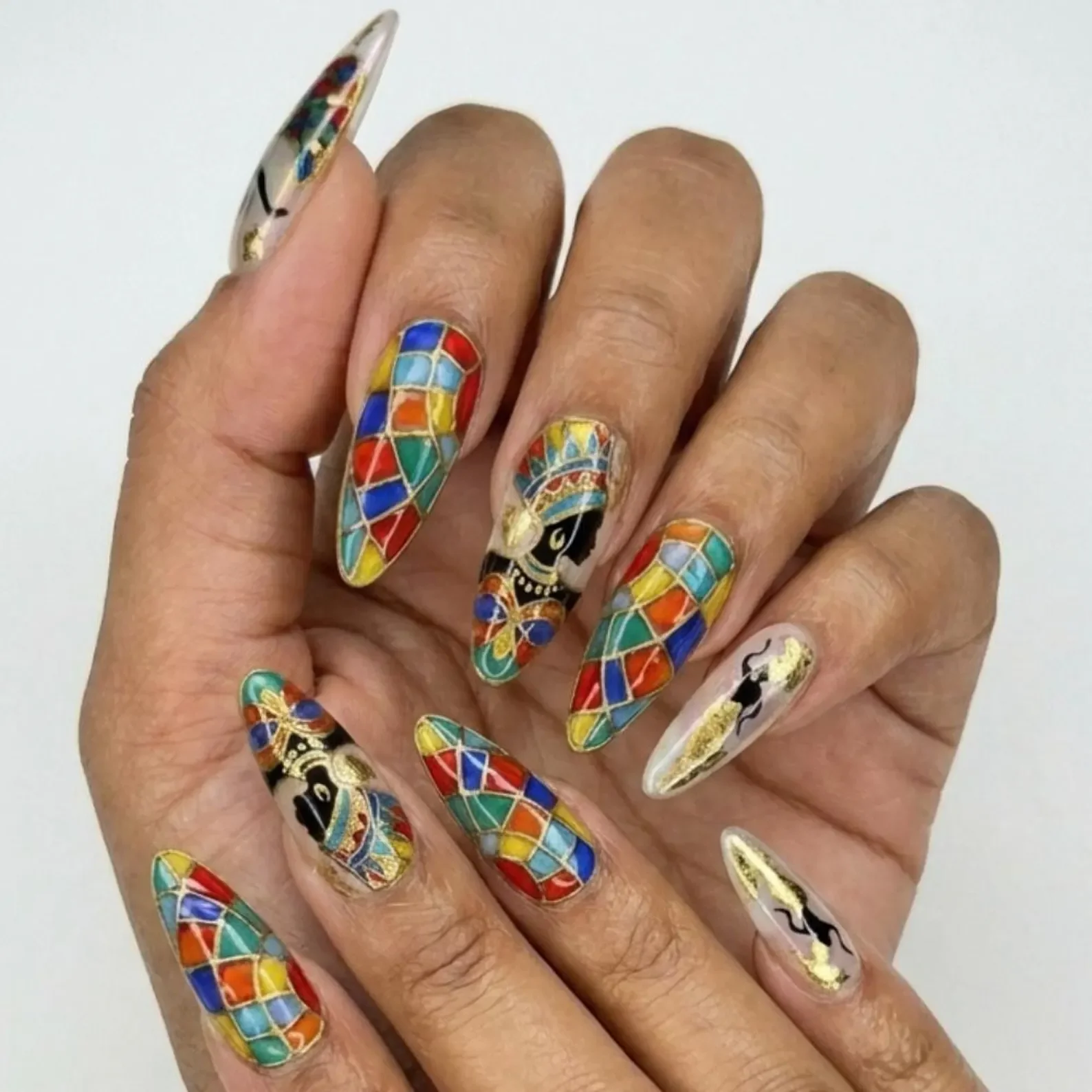black history press, hand painted art, press on nails, custom press on nails, fake nails, Nails Art, stained glass nails, gold press on nails, 3d press on nails, luxury press on nails, handmade press on nails