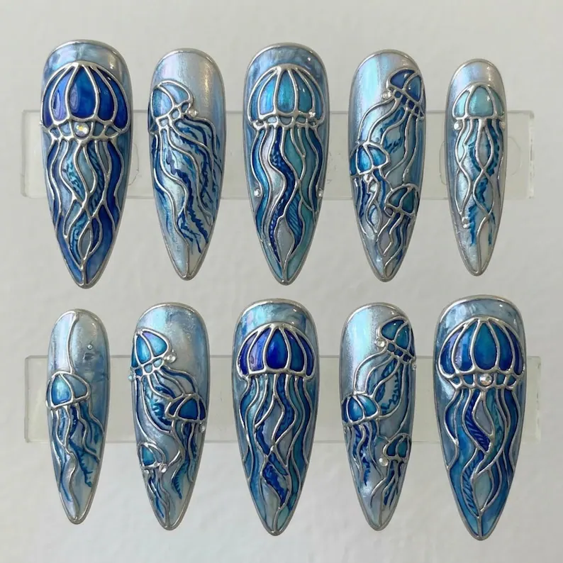 press on nails, custom press on nails, fake nails, Nails Art, stained glass nails, gold press on nails, 3d press on nails, luxury press on nails, handmade press on nails