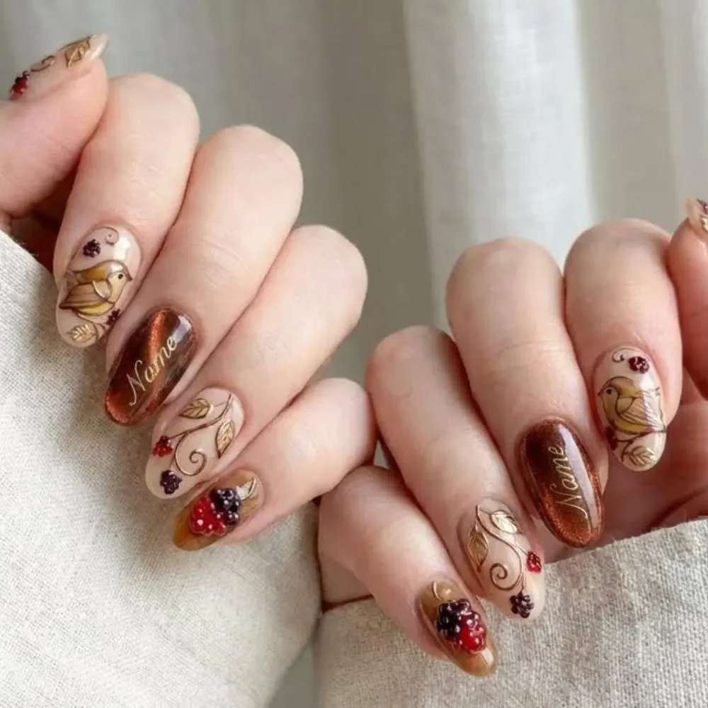 Stained glass bird, Carolina wren art, press on nails, custom press on nails, fake nails, Nails Art, stained glass nails, gold press on nails, 3d press on nails, luxury press on nails, handmade press on nails