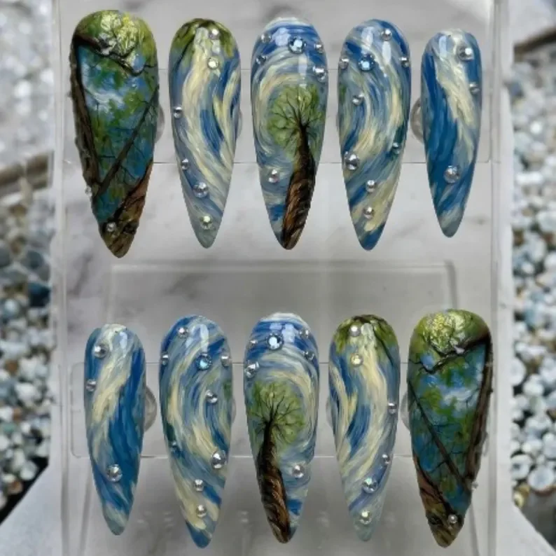 art design nails, set of 10 nails, press on nails, custom press on nails, fake nails, Nails Art, stained glass nails, gold press on nails, 3d press on nails, luxury press on nails, handmade press on nails