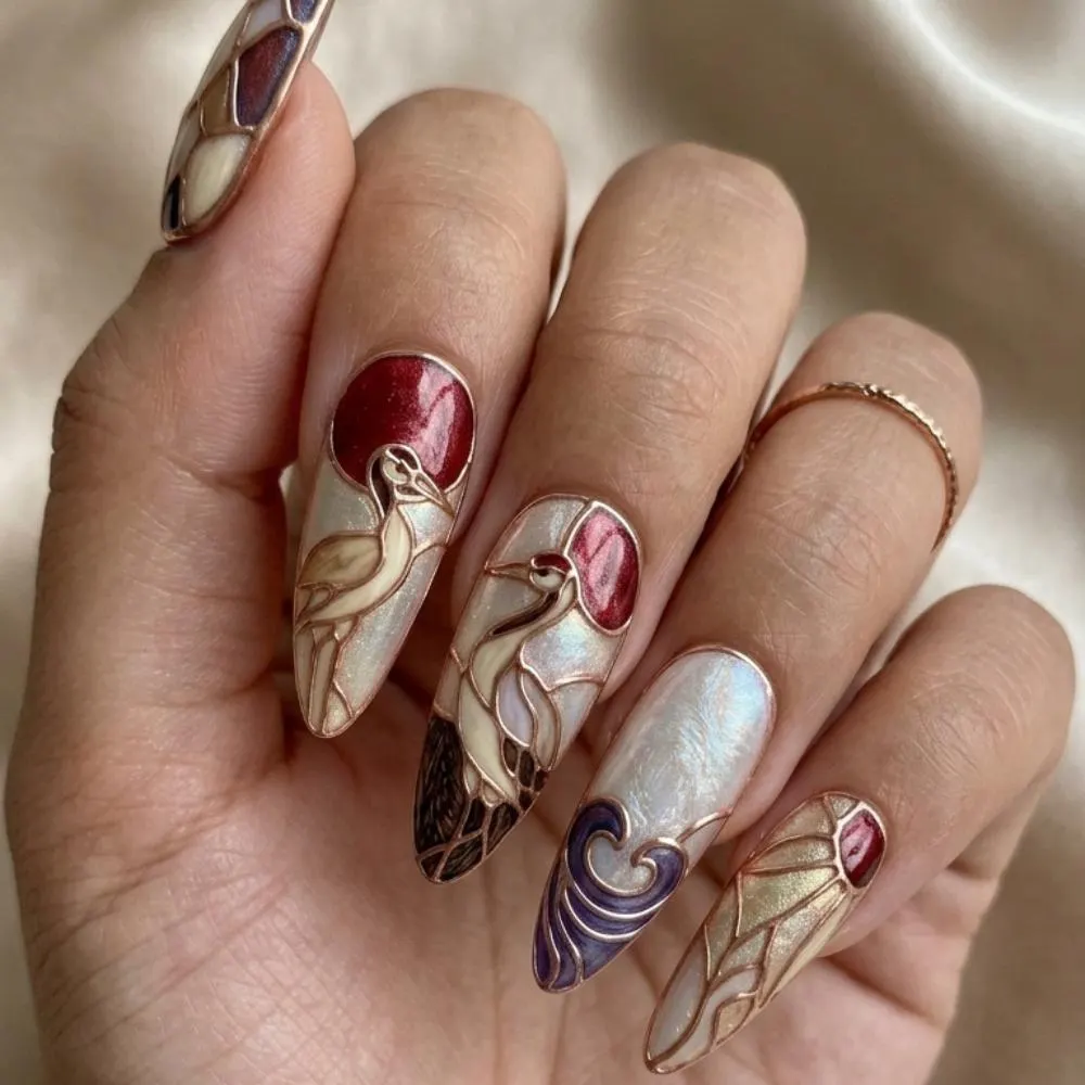 press on nails, custom press on nails, fake nails, Nails Art, stained glass nails, gold press on nails, 3d press on nails, luxury press on nails, handmade press on nails