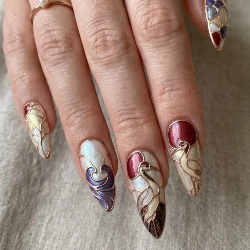 press on nails, custom press on nails, fake nails, Nails Art, stained glass nails, gold press on nails, 3d press on nails, luxury press on nails, handmade press on nails