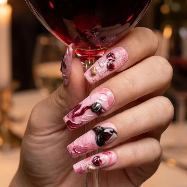 impressionist nails, vineyard nails, press on nails, custom press on nails, fake nails, Nails Art, stained glass nails, gold press on nails, 3d press on nails, luxury press on nails, handmade press on nails