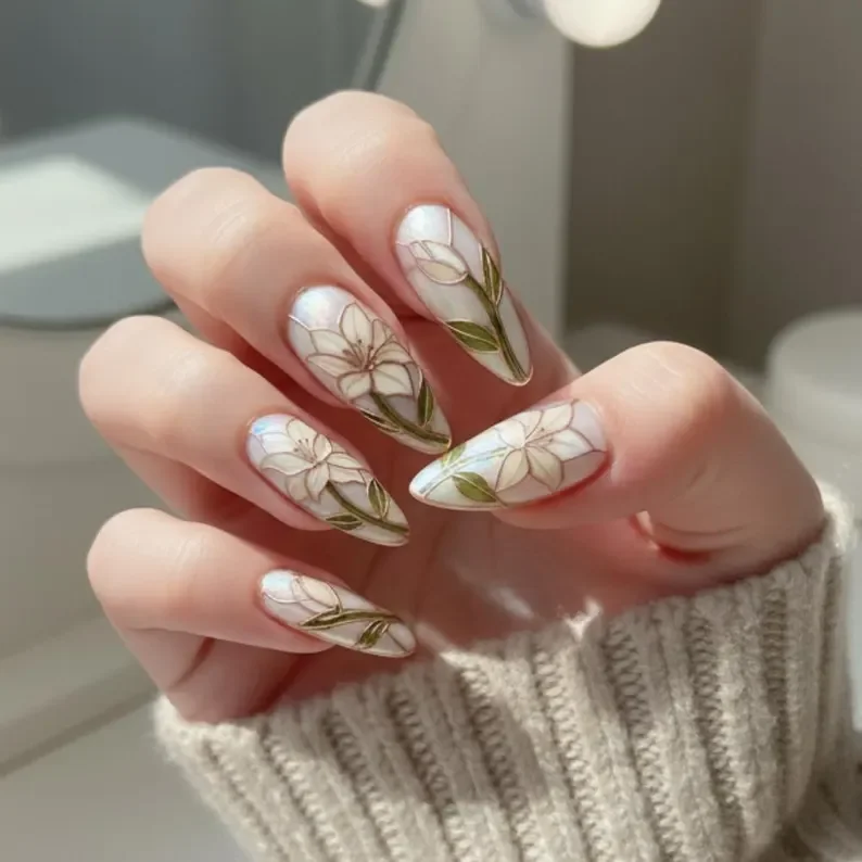 rose gold stained glass, floral nail art, press on nails, custom press on nails, fake nails, Nails Art, stained glass nails, gold press on nails, 3d press on nails, luxury press on nails, handmade press on nails