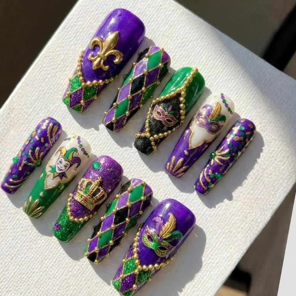 press on nail set, festival party nails, press on nails, custom press on nails, fake nails, Nails Art, stained glass nails, gold press on nails, 3d press on nails, luxury press on nails, handmade press on nails
