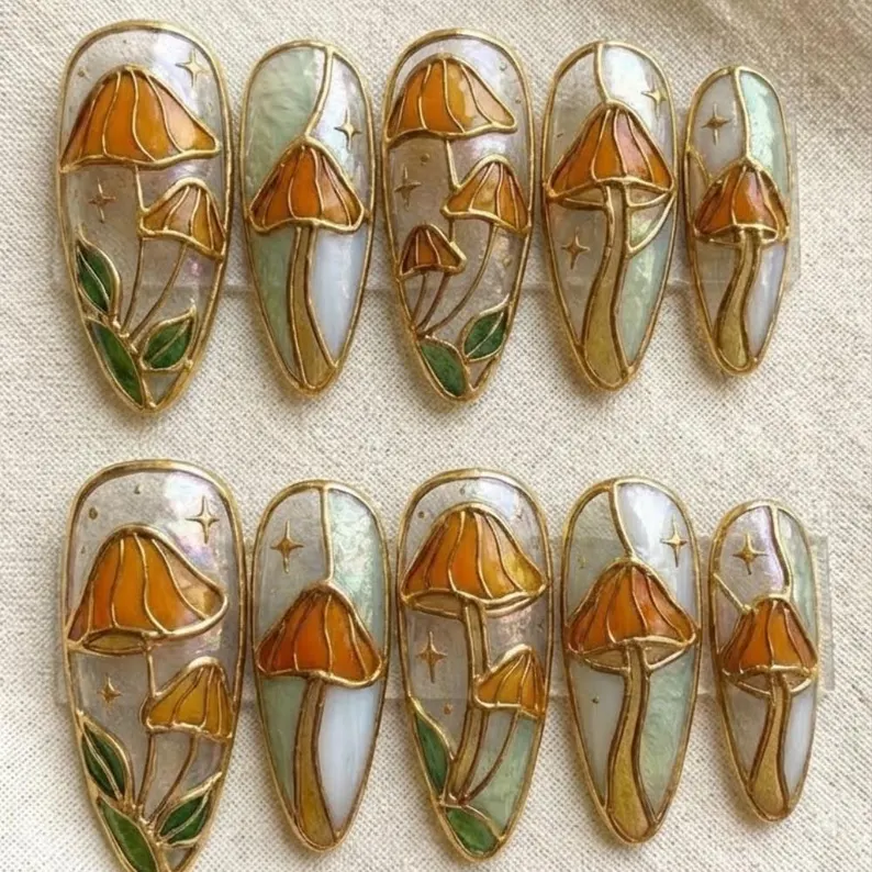 press on nails, stained glass, custom press on nails, fake nails, Nails Art, stained glass nails, gold press on nails, 3d press on nails, luxury press on nails, handmade press on nails