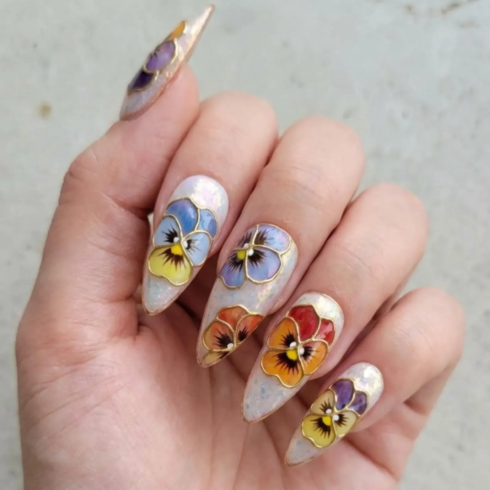 stained glass nails, floral nail art, press on nails, custom press on nails, fake nails, Nails Art, gold press on nails, 3d press on nails, luxury press on nails, handmade press on nails