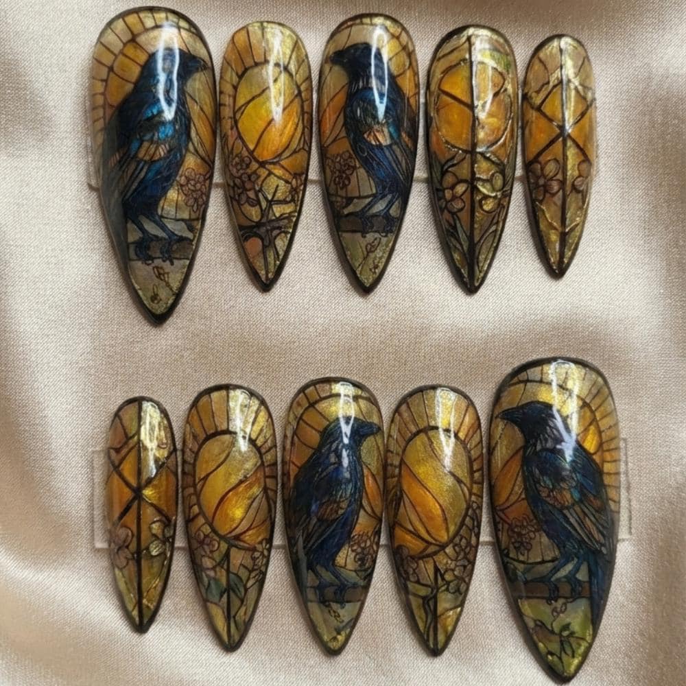 press on nails, custom press on nails, fake nails, Nails Art, stained glass nails, gold press on nails, 3d press on nails, luxury press on nails, handmade press on nails