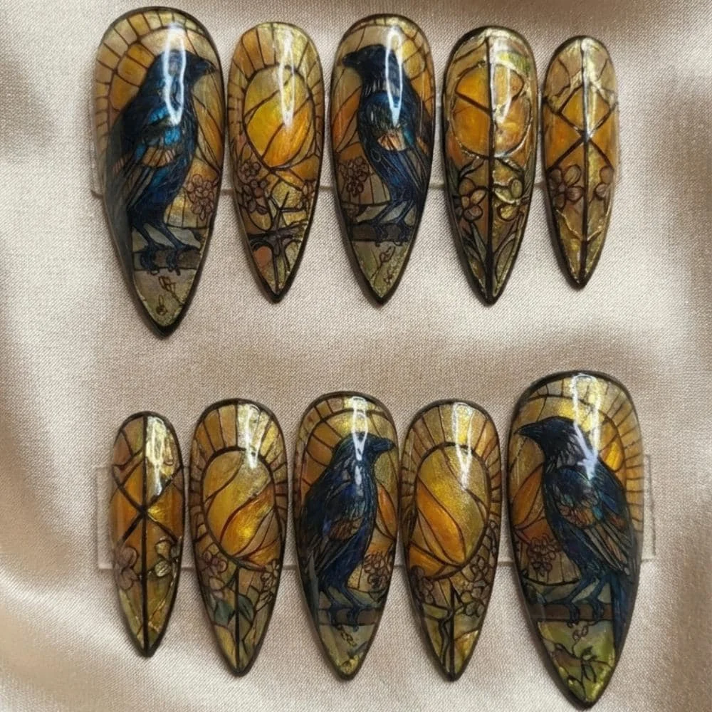 press on nails, custom press on nails, fake nails, Nails Art, stained glass nails, gold press on nails, 3d press on nails, luxury press on nails, handmade press on nails