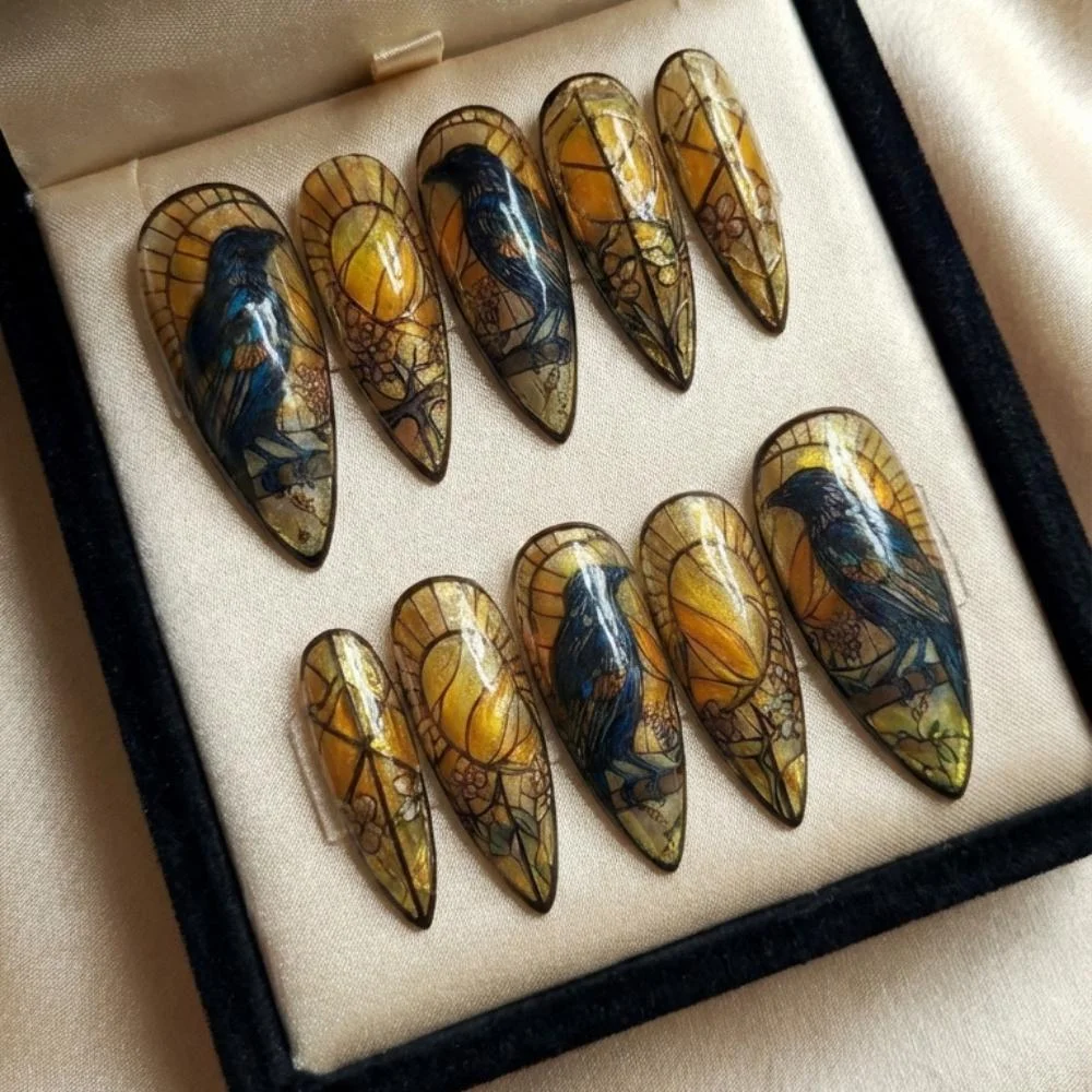 press on nails, custom press on nails, fake nails, Nails Art, stained glass nails, gold press on nails, 3d press on nails, luxury press on nails, handmade press on nails