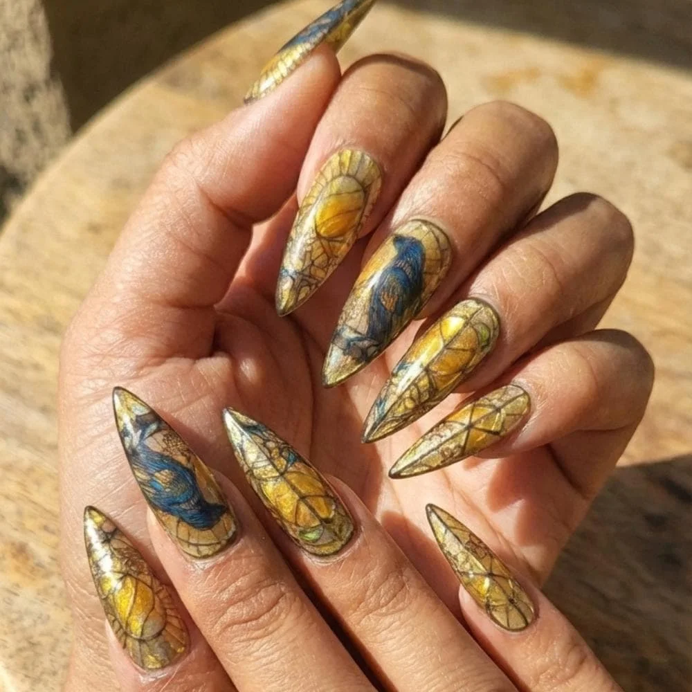 press on nails, custom press on nails, fake nails, Nails Art, stained glass nails, gold press on nails, 3d press on nails, luxury press on nails, handmade press on nails