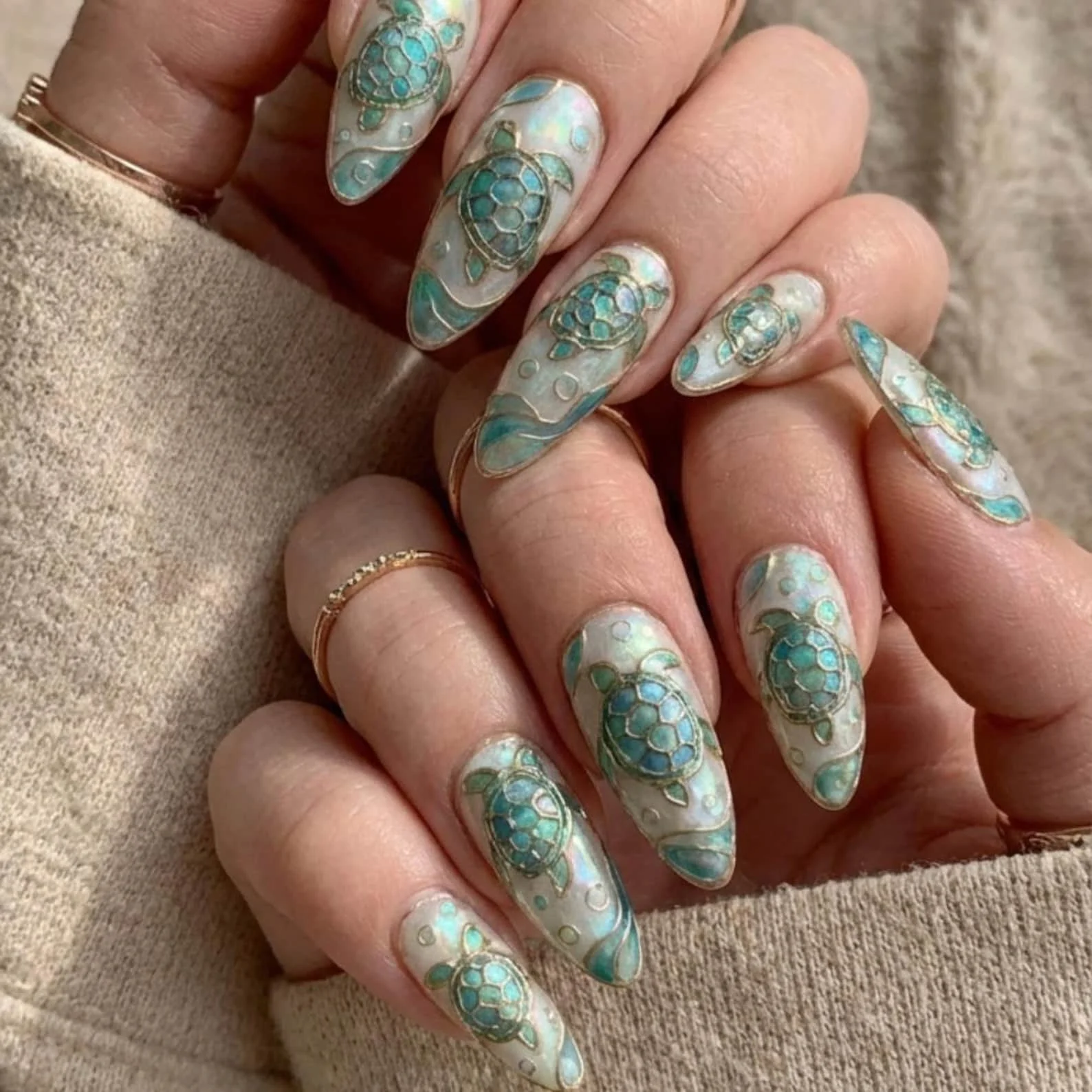 sea turtle nails, stained glass nails, press on nails, custom press on nails, fake nails, Nails Art, gold press on nails, 3d press on nails, luxury press on nails, handmade press on nails