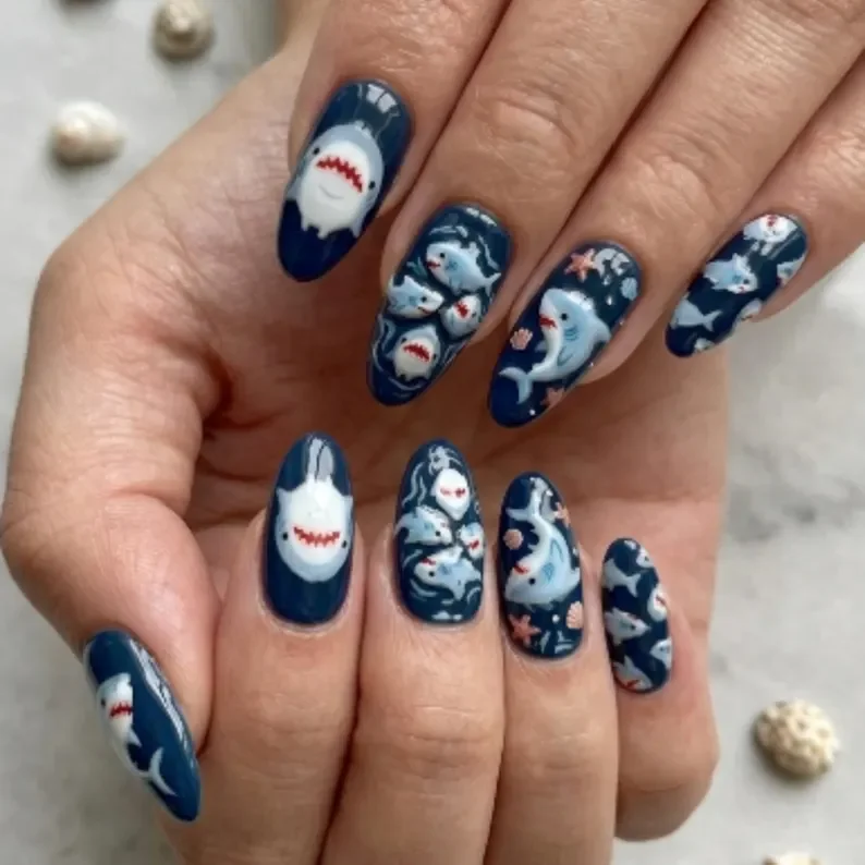 press on nails set, navy and white nails, press on nails, custom press on nails, fake nails, Nails Art, stained glass nails, gold press on nails, 3d press on nails, luxury press on nails, handmade press on nails