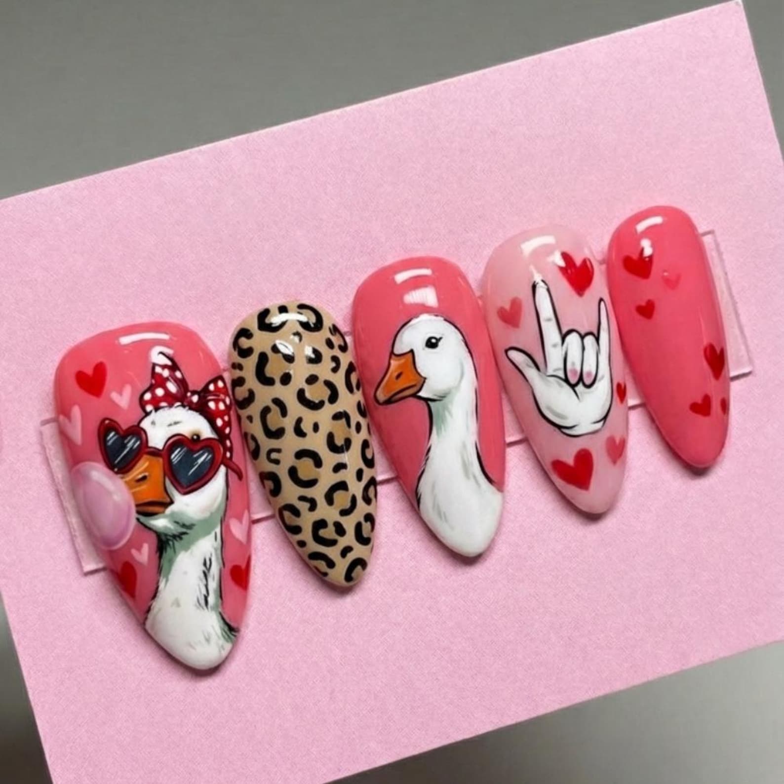 hand-painted nails, silly goose nails, press on nails, custom press on nails, fake nails, Nails Art, stained glass nails, gold press on nails, 3d press on nails, luxury press on nails, handmade press on nails