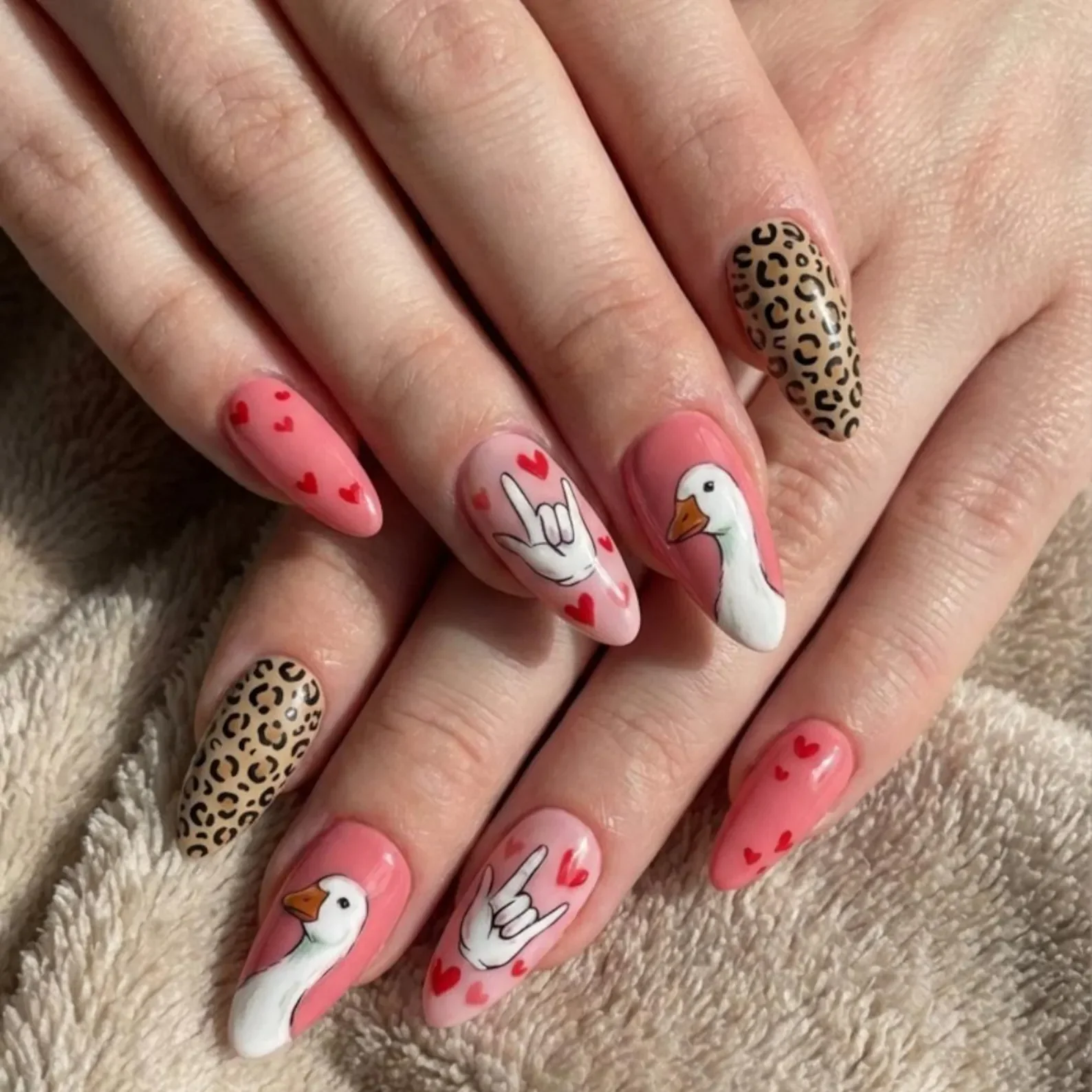 ASL nail art, goose nail design, press on nails, custom press on nails, fake nails, Nails Art, stained glass nails, gold press on nails, 3d press on nails, luxury press on nails, handmade press on nails