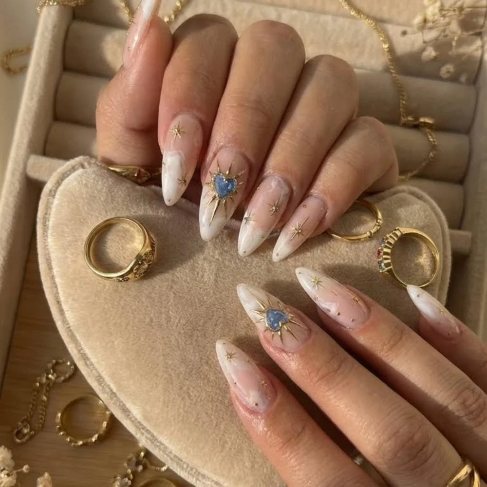 ombre nails, celestial nails, press on nails, custom press on nails, fake nails, Nails Art, stained glass nails, gold press on nails, 3d press on nails, luxury press on nails, handmade press on nails