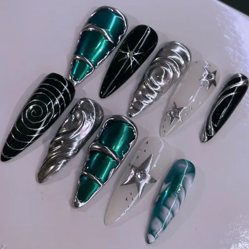 press on nails, custom press on nails, fake nails, Nails Art, stained glass nails, gold press on nails, 3d press on nails, luxury press on nails, handmade press on nails